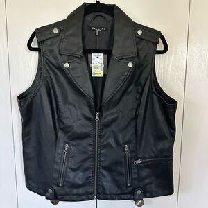 Baccini Black Faux Leather Vest